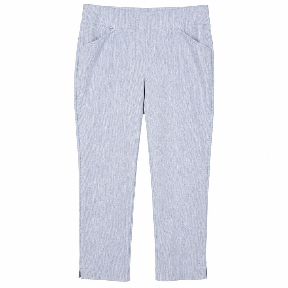 Chico's Perfect Stretch Pull On Pants Womens 3 US XL Blue Ankle Pockets Office
